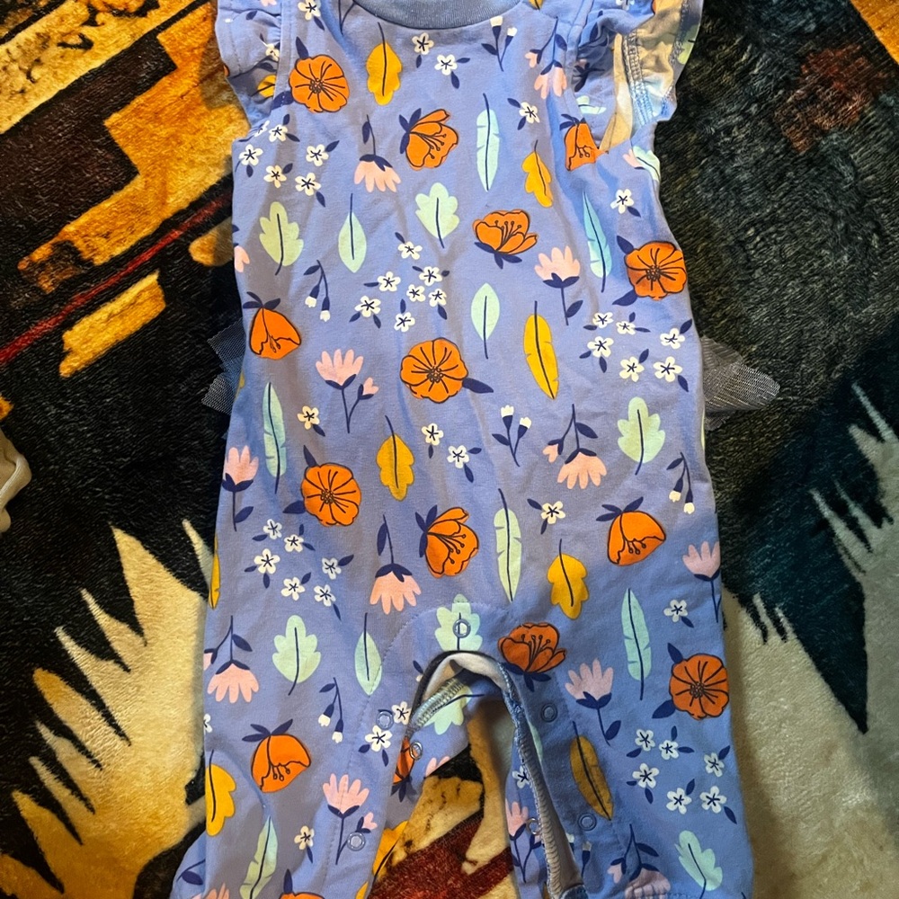 Cat & Jack Blue Floral Baby Romper
